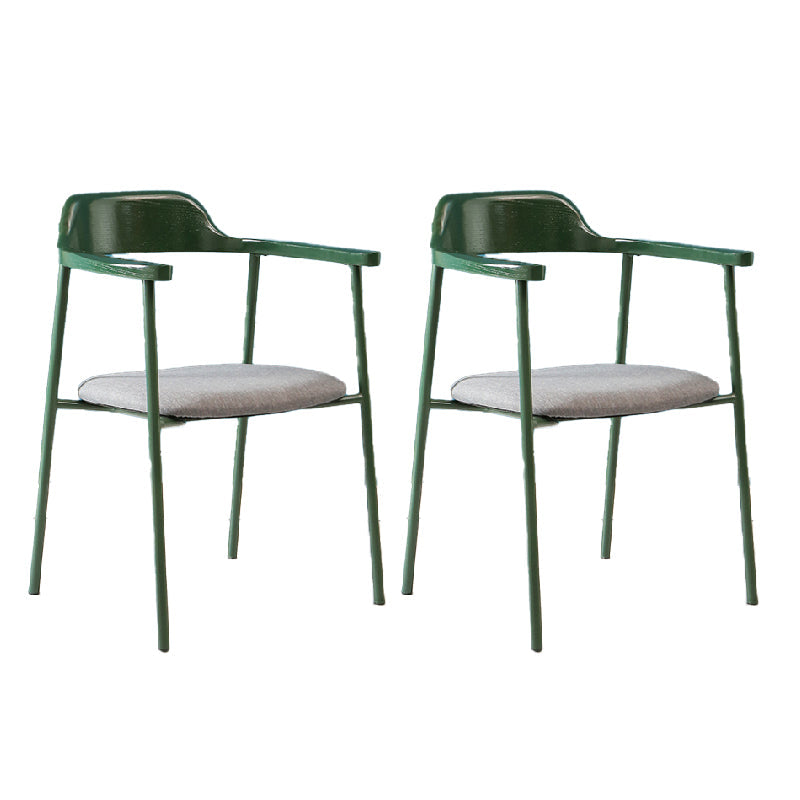 Contemporary Style Dining Chair Metal Open Back Dining Arm Chair Green Dark Gray 2 Piece Set Clearhalo 'Dining Chairs' 'Dining Tables & Seating' 'dining_chair' 'furn' 'furn_dining_chair' 'Furniture' 'Kitchen & Dining Furniture' 6035479