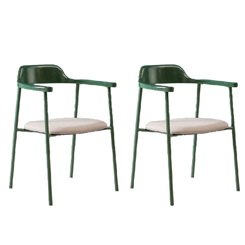 Contemporary Style Dining Chair Metal Open Back Dining Arm Chair Green Gray 2 Piece Set Clearhalo 'Dining Chairs' 'Dining Tables & Seating' 'dining_chair' 'furn' 'furn_dining_chair' 'Furniture' 'Kitchen & Dining Furniture' 6035480