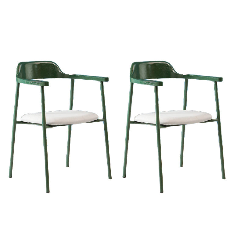 Contemporary Style Dining Chair Metal Open Back Dining Arm Chair Green Light Gray 2 Piece Set Clearhalo 'Dining Chairs' 'Dining Tables & Seating' 'dining_chair' 'furn' 'furn_dining_chair' 'Furniture' 'Kitchen & Dining Furniture' 6035481