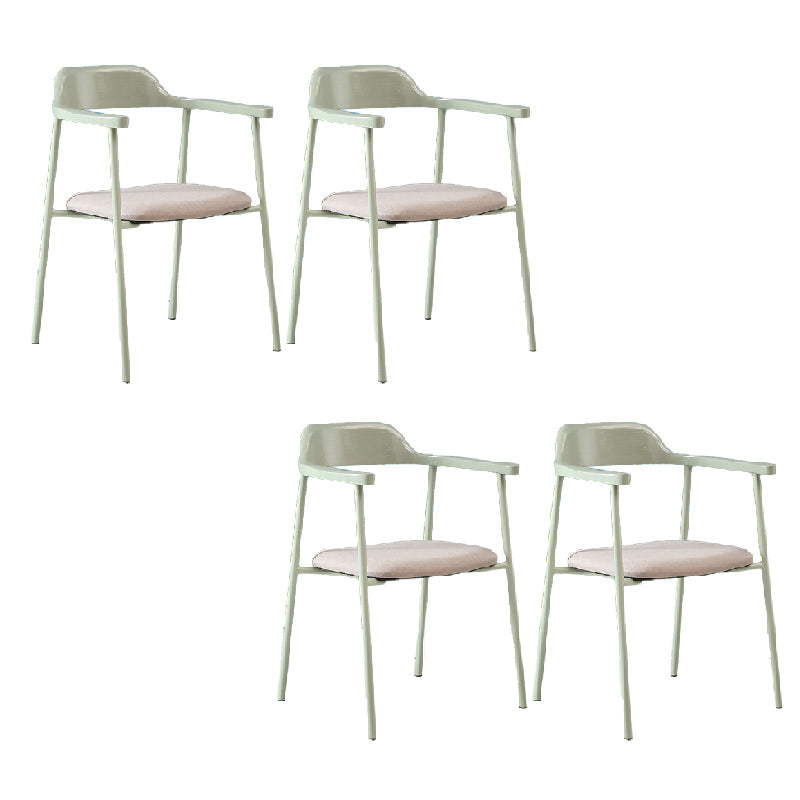 Contemporary Style Dining Chair Metal Open Back Dining Arm Chair Light Green Gray 4 Piece Set Clearhalo 'Dining Chairs' 'Dining Tables & Seating' 'dining_chair' 'furn' 'furn_dining_chair' 'Furniture' 'Kitchen & Dining Furniture' 6035482