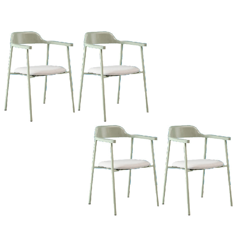 Contemporary Style Dining Chair Metal Open Back Dining Arm Chair Light Green Light Gray 4 Piece Set Clearhalo 'Dining Chairs' 'Dining Tables & Seating' 'dining_chair' 'furn' 'furn_dining_chair' 'Furniture' 'Kitchen & Dining Furniture' 6035483