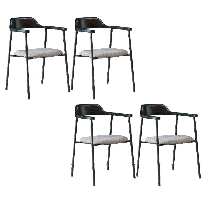 Contemporary Style Dining Chair Metal Open Back Dining Arm Chair Black Dark Gray 4 Piece Set Clearhalo 'Dining Chairs' 'Dining Tables & Seating' 'dining_chair' 'furn' 'furn_dining_chair' 'Furniture' 'Kitchen & Dining Furniture' 6035486