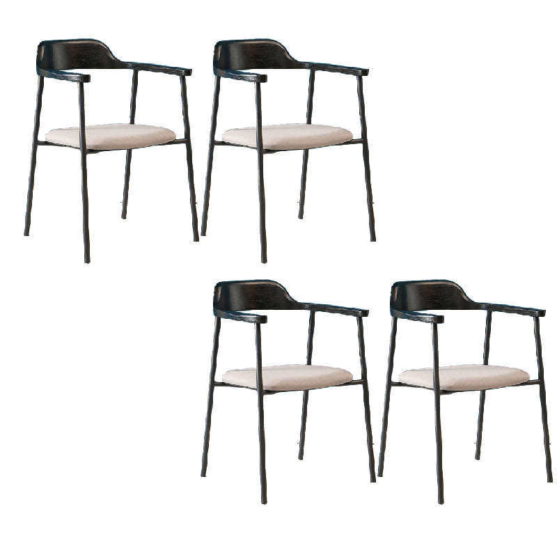 Contemporary Style Dining Chair Metal Open Back Dining Arm Chair Black Gray 4 Piece Set Clearhalo 'Dining Chairs' 'Dining Tables & Seating' 'dining_chair' 'furn' 'furn_dining_chair' 'Furniture' 'Kitchen & Dining Furniture' 6035487
