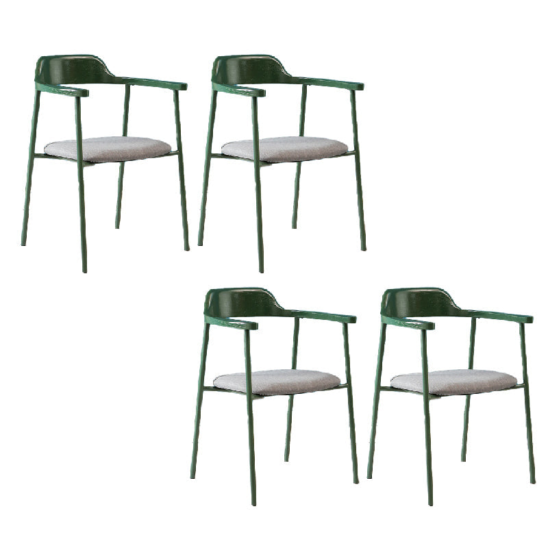 Contemporary Style Dining Chair Metal Open Back Dining Arm Chair Green Dark Gray 4 Piece Set Clearhalo 'Dining Chairs' 'Dining Tables & Seating' 'dining_chair' 'furn' 'furn_dining_chair' 'Furniture' 'Kitchen & Dining Furniture' 6035488