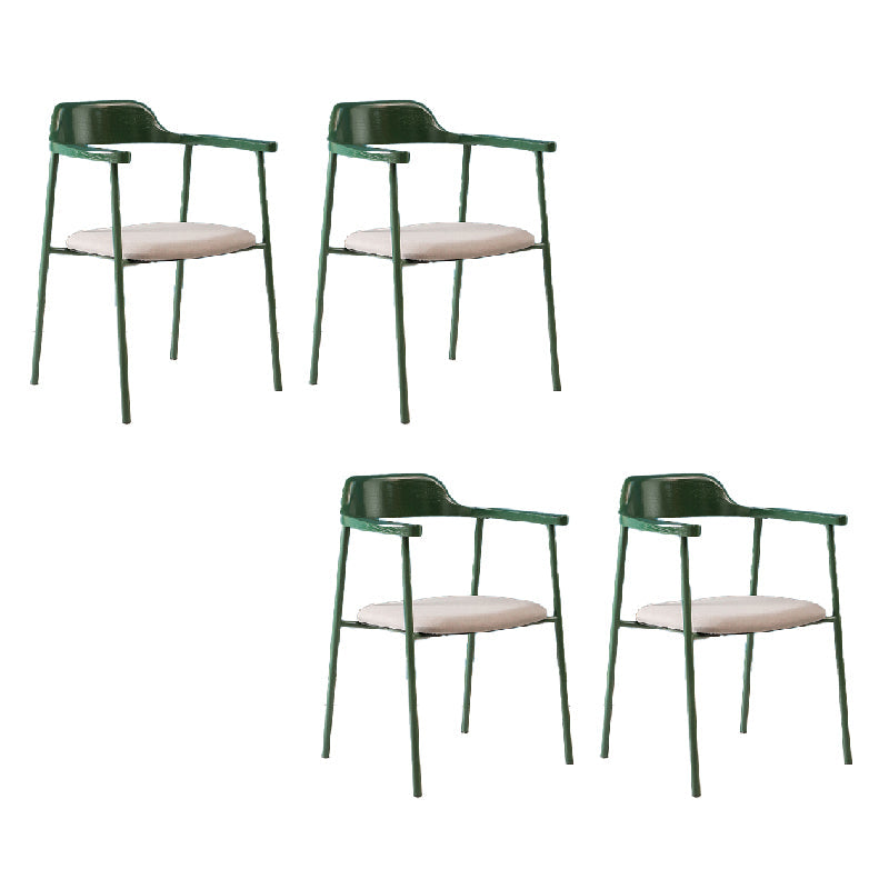 Contemporary Style Dining Chair Metal Open Back Dining Arm Chair Green Gray 4 Piece Set Clearhalo 'Dining Chairs' 'Dining Tables & Seating' 'dining_chair' 'furn' 'furn_dining_chair' 'Furniture' 'Kitchen & Dining Furniture' 6035489