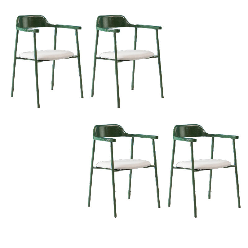 Contemporary Style Dining Chair Metal Open Back Dining Arm Chair Green Light Gray 4 Piece Set Clearhalo 'Dining Chairs' 'Dining Tables & Seating' 'dining_chair' 'furn' 'furn_dining_chair' 'Furniture' 'Kitchen & Dining Furniture' 6035490
