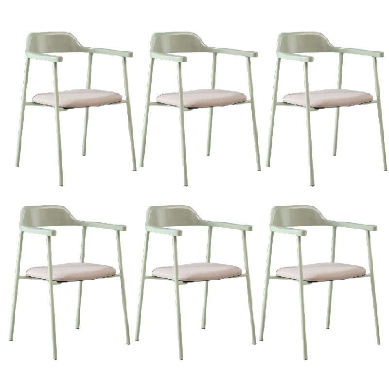 Contemporary Style Dining Chair Metal Open Back Dining Arm Chair Light Green Light Gray 6 Piece Set Clearhalo 'Dining Chairs' 'Dining Tables & Seating' 'dining_chair' 'furn' 'furn_dining_chair' 'Furniture' 'Kitchen & Dining Furniture' 6035491
