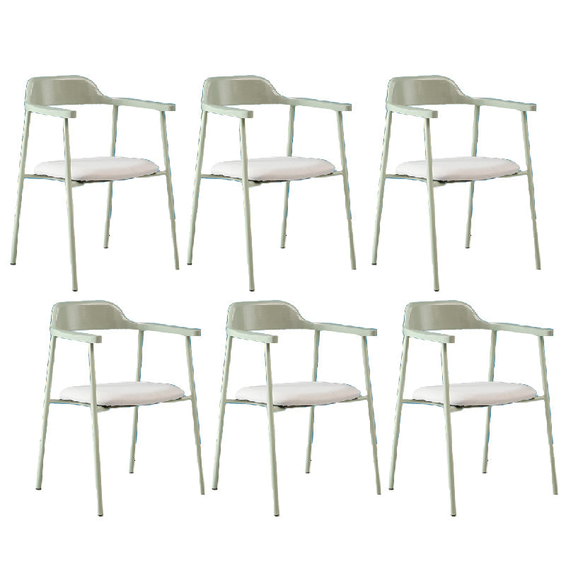 Contemporary Style Dining Chair Metal Open Back Dining Arm Chair Light Green Gray 6 Piece Set Clearhalo 'Dining Chairs' 'Dining Tables & Seating' 'dining_chair' 'furn' 'furn_dining_chair' 'Furniture' 'Kitchen & Dining Furniture' 6035492