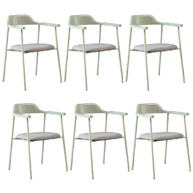 Contemporary Style Dining Chair Metal Open Back Dining Arm Chair Light Green Dark Gray 6 Piece Set Clearhalo 'Dining Chairs' 'Dining Tables & Seating' 'dining_chair' 'furn' 'furn_dining_chair' 'Furniture' 'Kitchen & Dining Furniture' 6035493