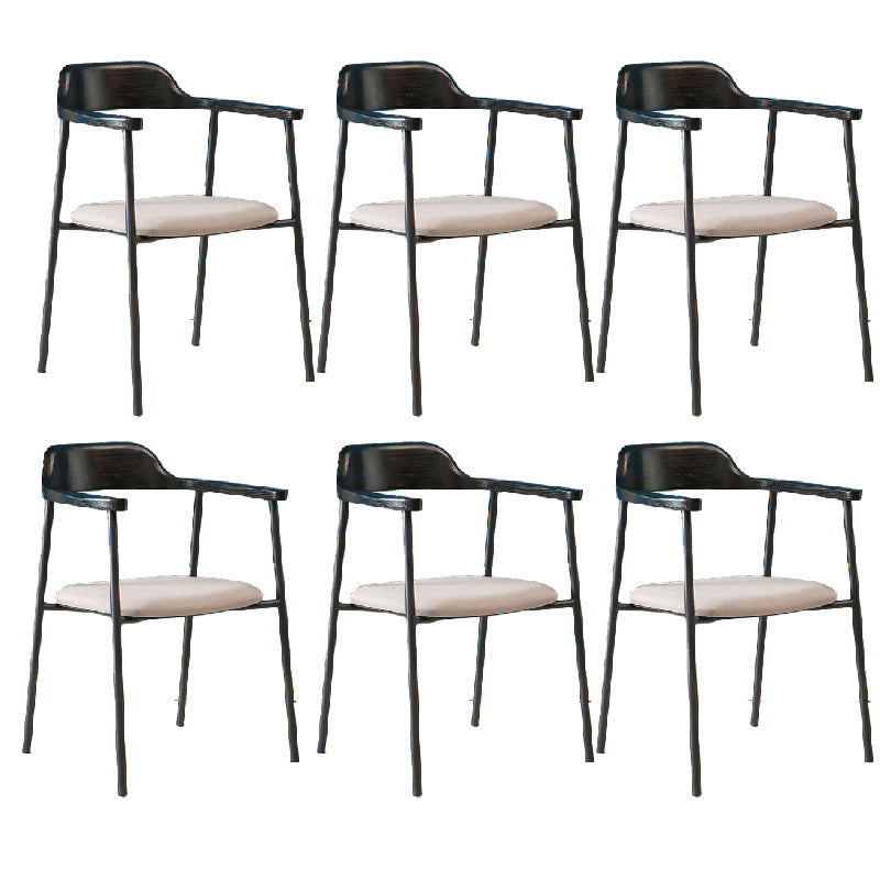 Contemporary Style Dining Chair Metal Open Back Dining Arm Chair Black Gray 6 Piece Set Clearhalo 'Dining Chairs' 'Dining Tables & Seating' 'dining_chair' 'furn' 'furn_dining_chair' 'Furniture' 'Kitchen & Dining Furniture' 6035494