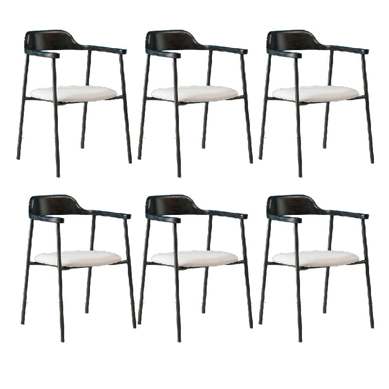 Contemporary Style Dining Chair Metal Open Back Dining Arm Chair Black Light Gray 6 Piece Set Clearhalo 'Dining Chairs' 'Dining Tables & Seating' 'dining_chair' 'furn' 'furn_dining_chair' 'Furniture' 'Kitchen & Dining Furniture' 6035495