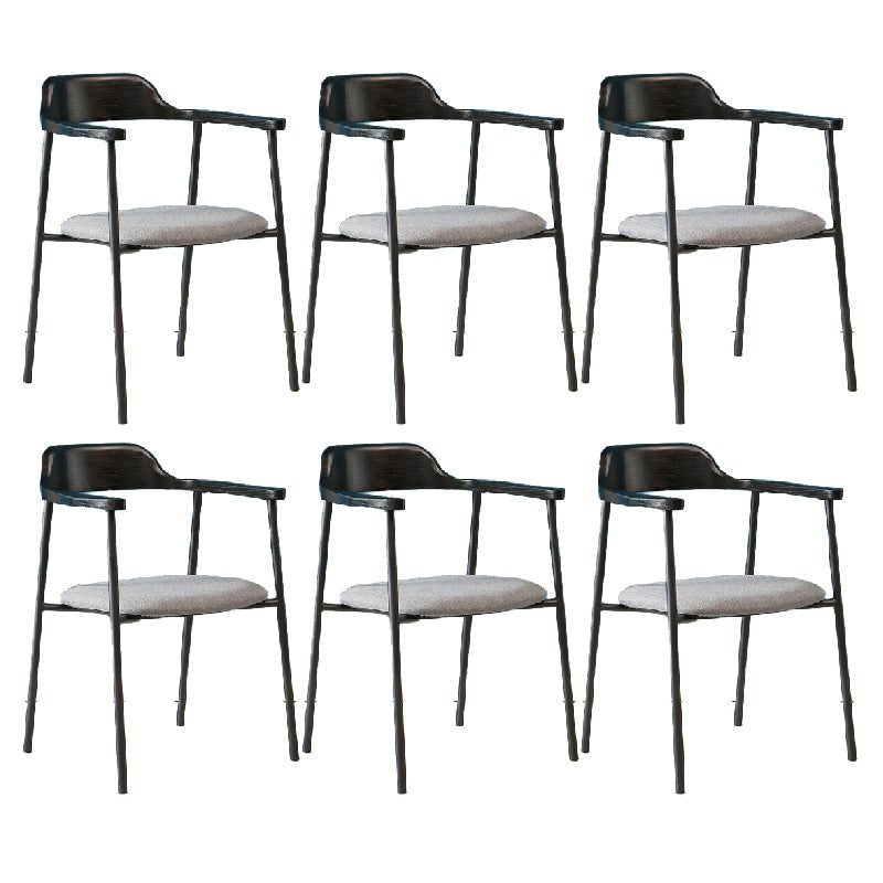 Contemporary Style Dining Chair Metal Open Back Dining Arm Chair Black Dark Gray 6 Piece Set Clearhalo 'Dining Chairs' 'Dining Tables & Seating' 'dining_chair' 'furn' 'furn_dining_chair' 'Furniture' 'Kitchen & Dining Furniture' 6035496