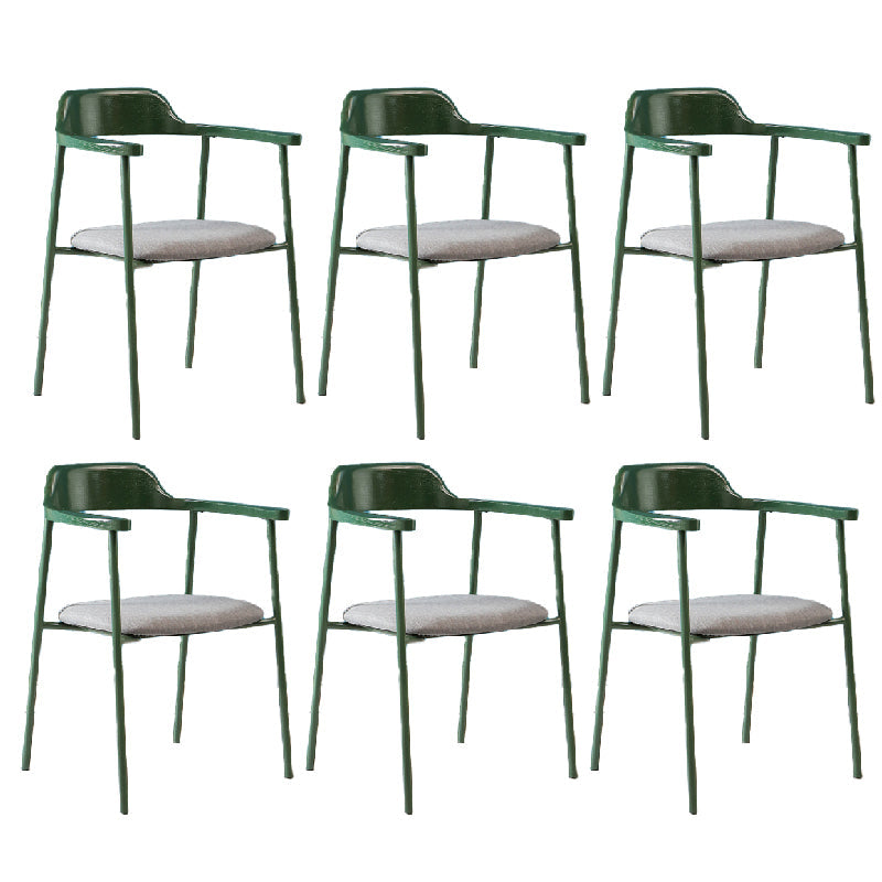 Contemporary Style Dining Chair Metal Open Back Dining Arm Chair Green Dark Gray 6 Piece Set Clearhalo 'Dining Chairs' 'Dining Tables & Seating' 'dining_chair' 'furn' 'furn_dining_chair' 'Furniture' 'Kitchen & Dining Furniture' 6035497