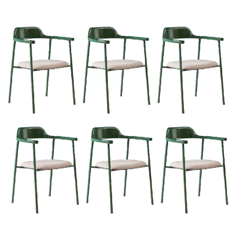 Contemporary Style Dining Chair Metal Open Back Dining Arm Chair Green Gray 6 Piece Set Clearhalo 'Dining Chairs' 'Dining Tables & Seating' 'dining_chair' 'furn' 'furn_dining_chair' 'Furniture' 'Kitchen & Dining Furniture' 6035498