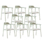 Contemporary Style Dining Chair Metal Open Back Dining Arm Chair Light Green Light Gray 8 Piece Set Clearhalo 'Dining Chairs' 'Dining Tables & Seating' 'dining_chair' 'furn' 'furn_dining_chair' 'Furniture' 'Kitchen & Dining Furniture' 6035500