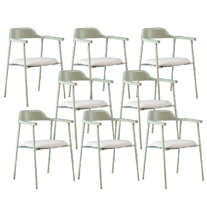 Contemporary Style Dining Chair Metal Open Back Dining Arm Chair Light Green Light Gray 8 Piece Set Clearhalo 'Dining Chairs' 'Dining Tables & Seating' 'dining_chair' 'furn' 'furn_dining_chair' 'Furniture' 'Kitchen & Dining Furniture' 6035500