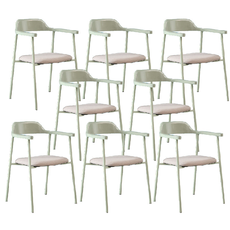 Contemporary Style Dining Chair Metal Open Back Dining Arm Chair Light Green Gray 8 Piece Set Clearhalo 'Dining Chairs' 'Dining Tables & Seating' 'dining_chair' 'furn' 'furn_dining_chair' 'Furniture' 'Kitchen & Dining Furniture' 6035501