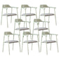 Contemporary Style Dining Chair Metal Open Back Dining Arm Chair Light Green Dark Gray 8 Piece Set Clearhalo 'Dining Chairs' 'Dining Tables & Seating' 'dining_chair' 'furn' 'furn_dining_chair' 'Furniture' 'Kitchen & Dining Furniture' 6035502