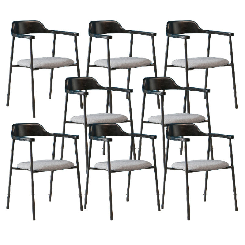 Contemporary Style Dining Chair Metal Open Back Dining Arm Chair Black Dark Gray 8 Piece Set Clearhalo 'Dining Chairs' 'Dining Tables & Seating' 'dining_chair' 'furn' 'furn_dining_chair' 'Furniture' 'Kitchen & Dining Furniture' 6035503