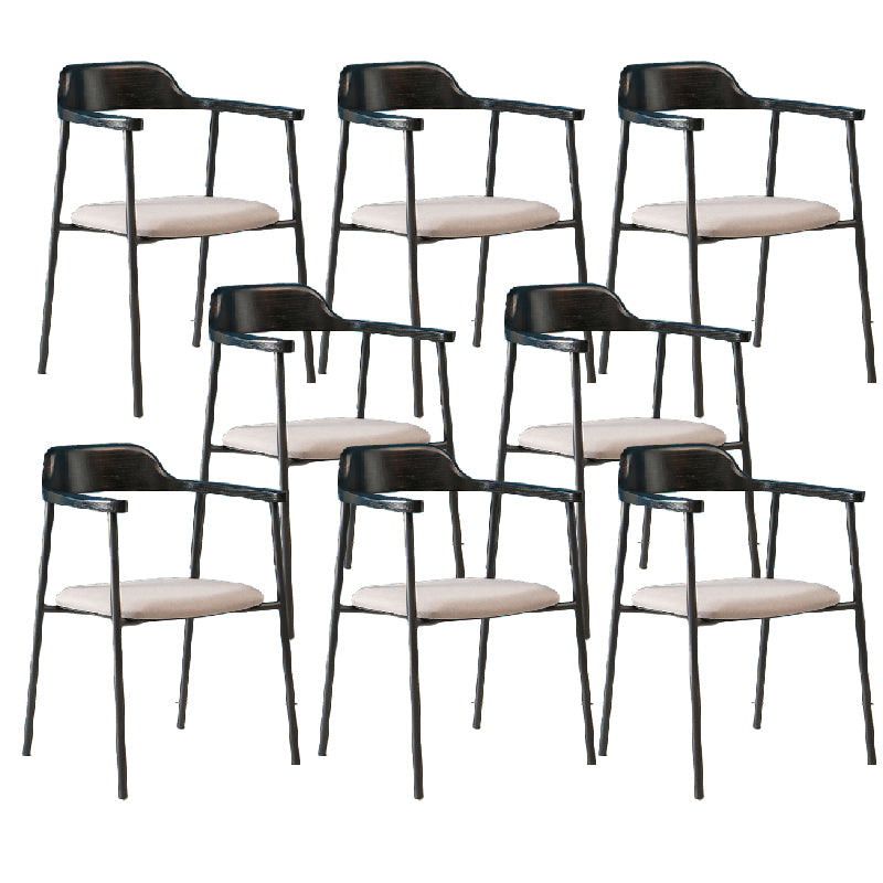 Contemporary Style Dining Chair Metal Open Back Dining Arm Chair Black Gray 8 Piece Set Clearhalo 'Dining Chairs' 'Dining Tables & Seating' 'dining_chair' 'furn' 'furn_dining_chair' 'Furniture' 'Kitchen & Dining Furniture' 6035505
