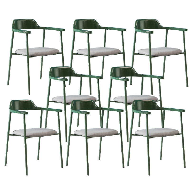 Contemporary Style Dining Chair Metal Open Back Dining Arm Chair Green Dark Gray 8 Piece Set Clearhalo 'Dining Chairs' 'Dining Tables & Seating' 'dining_chair' 'furn' 'furn_dining_chair' 'Furniture' 'Kitchen & Dining Furniture' 6035506