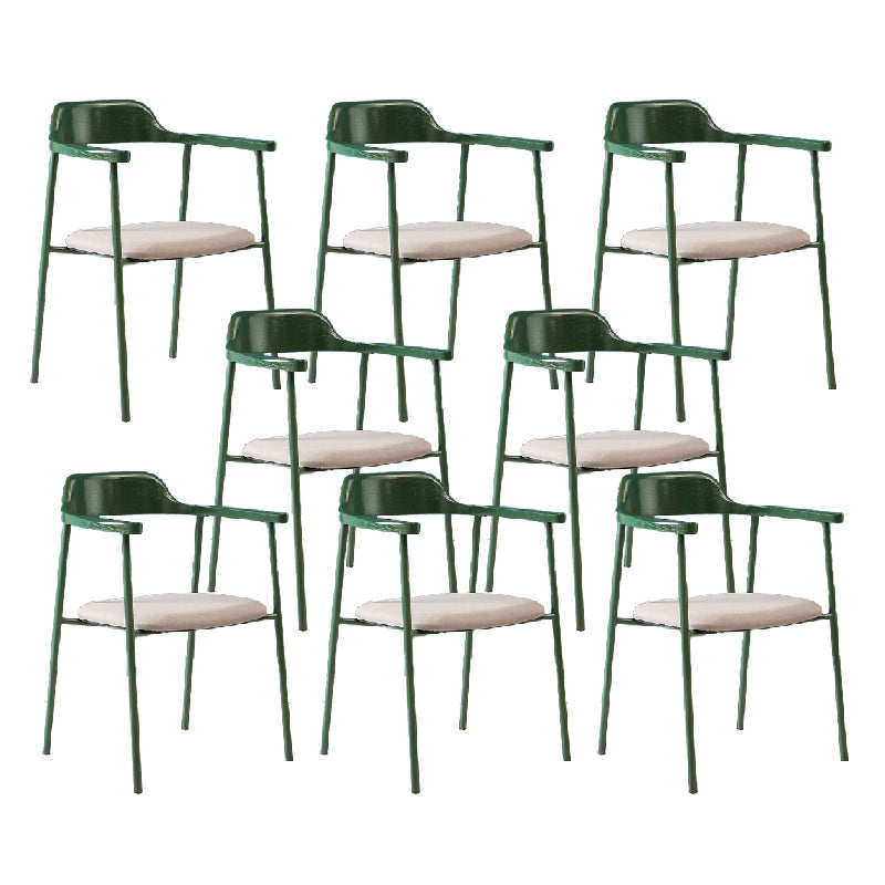 Contemporary Style Dining Chair Metal Open Back Dining Arm Chair Green Gray 8 Piece Set Clearhalo 'Dining Chairs' 'Dining Tables & Seating' 'dining_chair' 'furn' 'furn_dining_chair' 'Furniture' 'Kitchen & Dining Furniture' 6035507