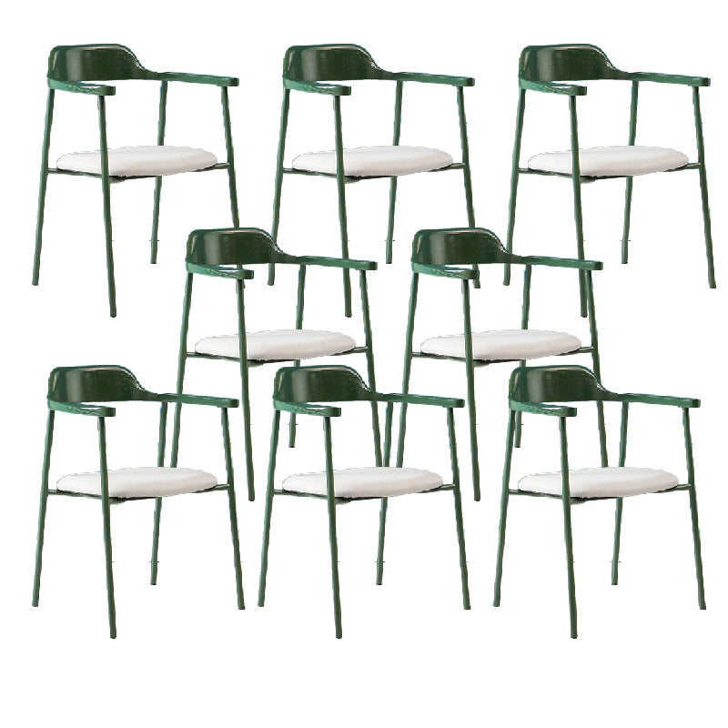 Contemporary Style Dining Chair Metal Open Back Dining Arm Chair Green Light Gray 8 Piece Set Clearhalo 'Dining Chairs' 'Dining Tables & Seating' 'dining_chair' 'furn' 'furn_dining_chair' 'Furniture' 'Kitchen & Dining Furniture' 6035508