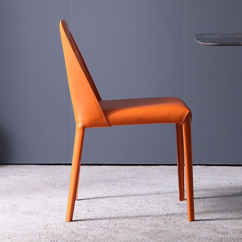 Sillas de comedor sin brazo de cuero sintética silla lateral de comedor moderno