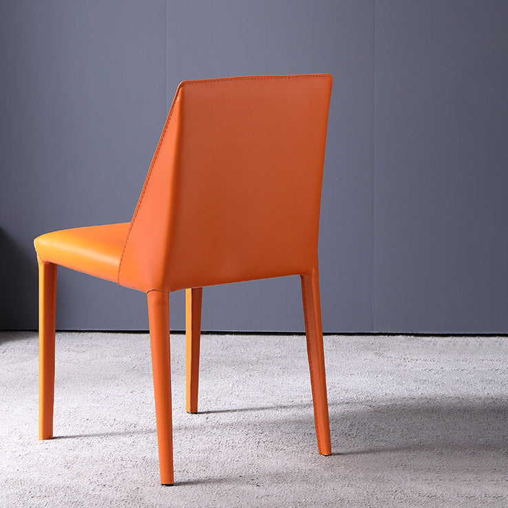 Sillas de comedor sin brazo de cuero sintética silla lateral de comedor moderno