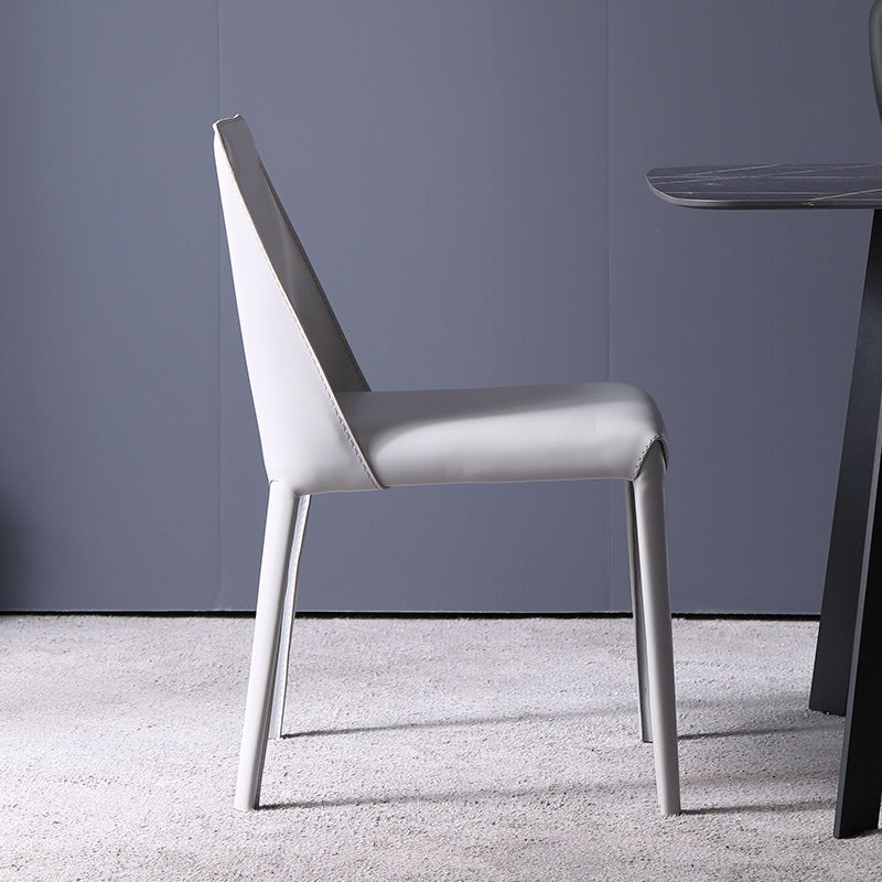 Sillas de comedor sin brazo de cuero sintética silla lateral de comedor moderno