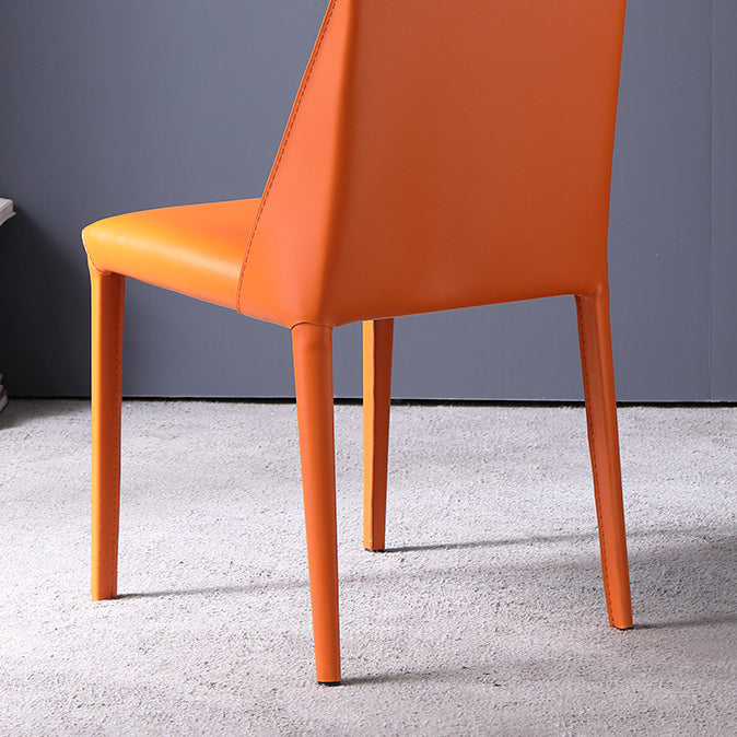 Sillas de comedor sin brazo de cuero sintética silla lateral de comedor moderno