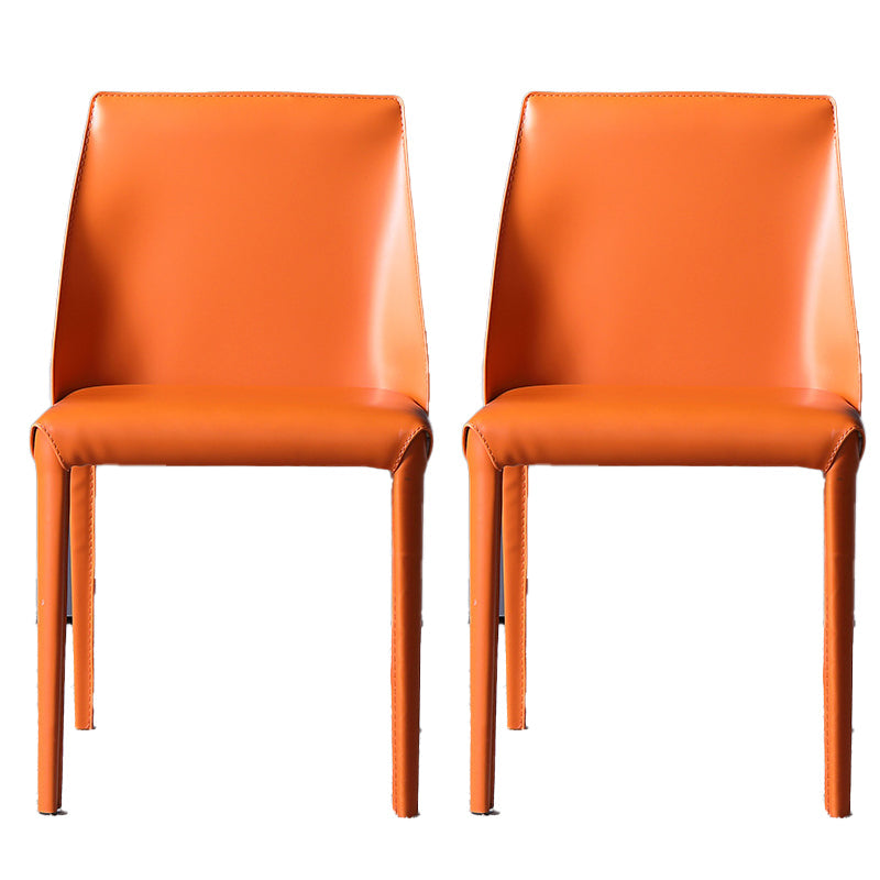 Sillas de comedor sin brazo de cuero sintética silla lateral de comedor moderno