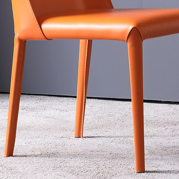 Sillas de comedor sin brazo de cuero sintética silla lateral de comedor moderno