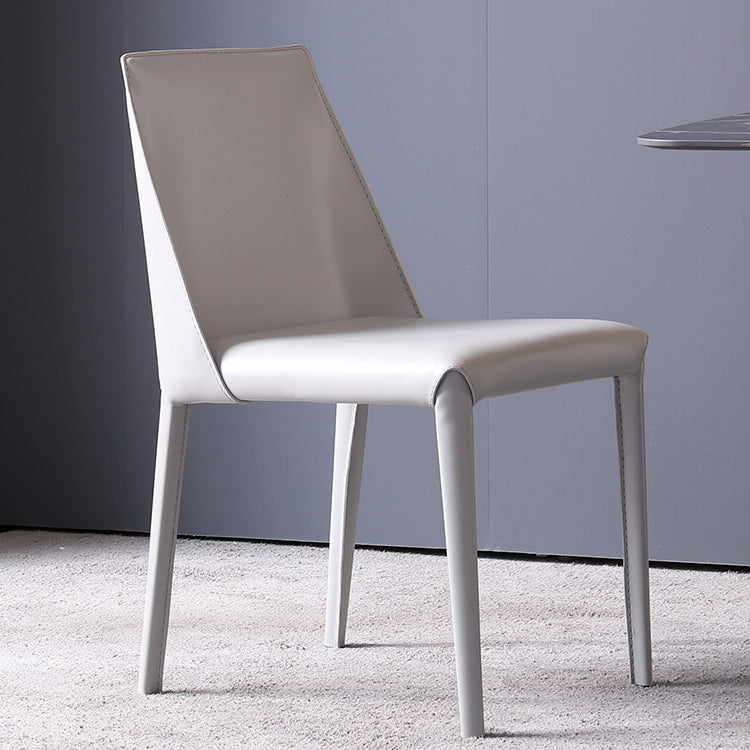 Sillas de comedor sin brazo de cuero sintética silla lateral de comedor moderno