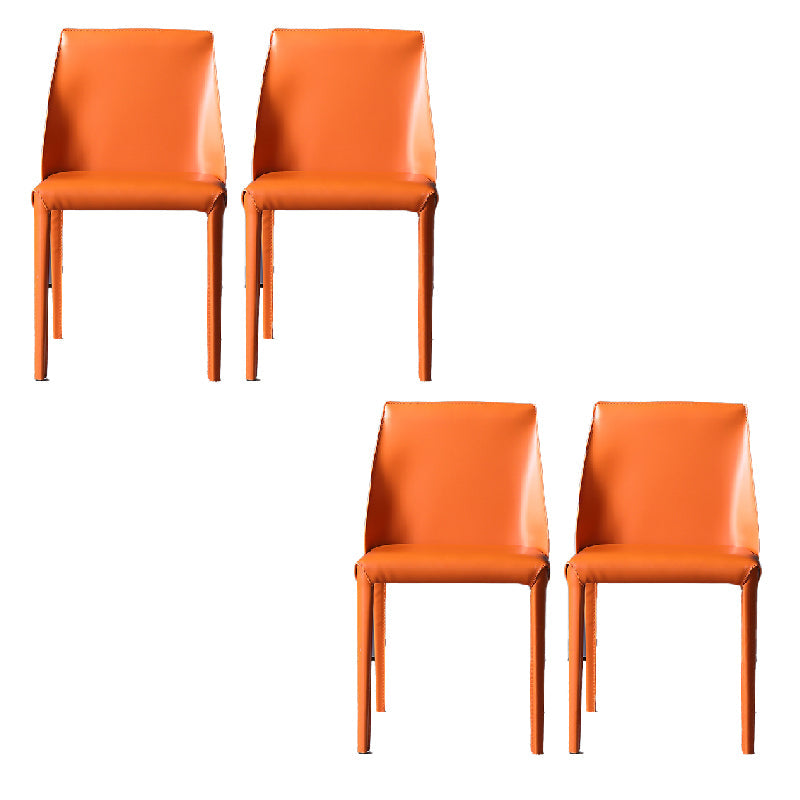 Sillas de comedor sin brazo de cuero sintética silla lateral de comedor moderno