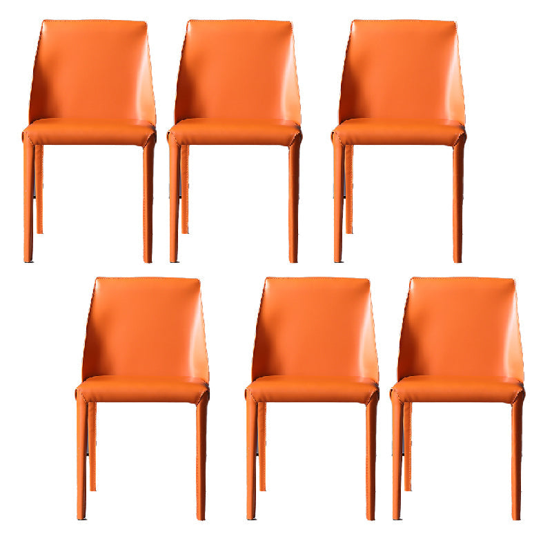 Sillas de comedor sin brazo de cuero sintética silla lateral de comedor moderno