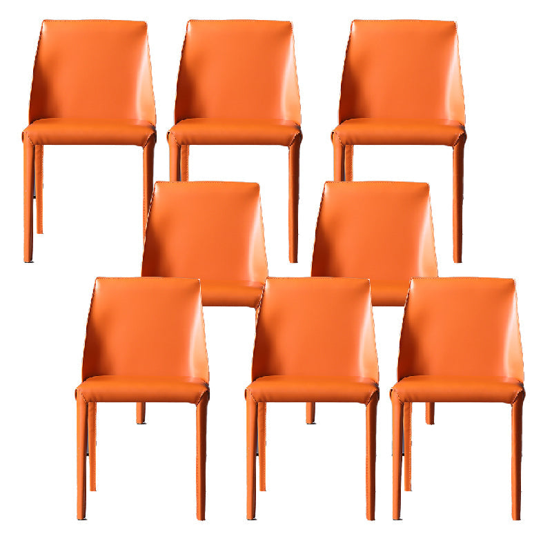 Sillas de comedor sin brazo de cuero sintética silla lateral de comedor moderno