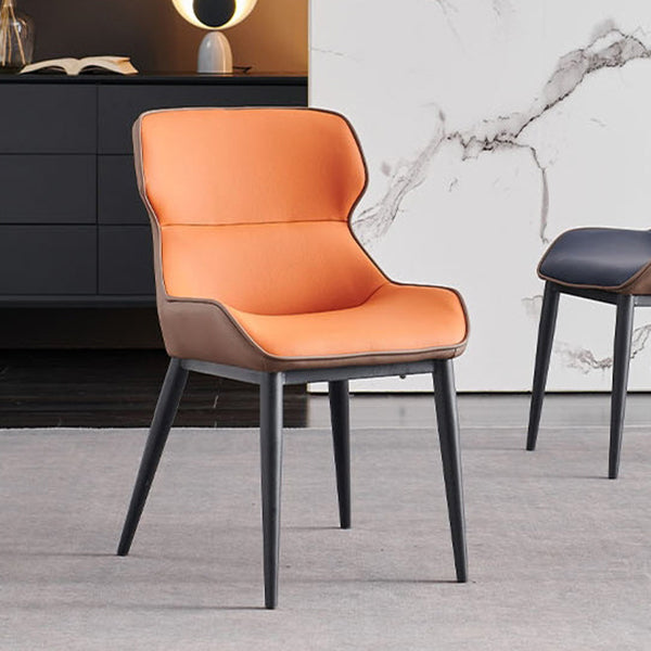 Industriële lage rug eetstoelen faux lederen armloze zijstoel