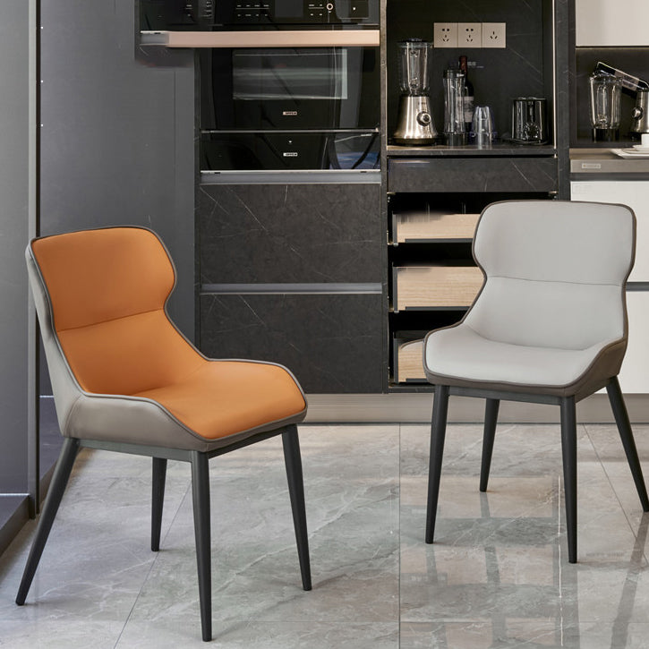 Industriële lage rug eetstoelen faux lederen armloze zijstoel