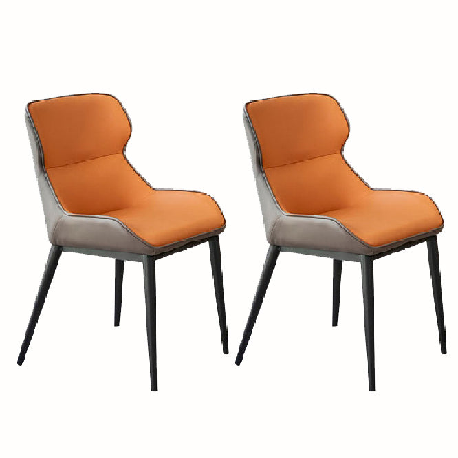 Industriële lage rug eetstoelen faux lederen armloze zijstoel