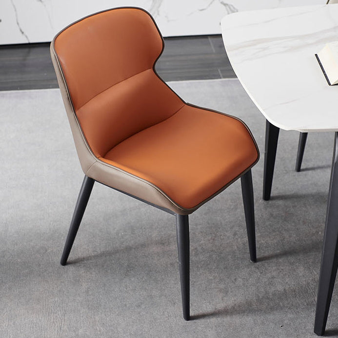 Industriële lage rug eetstoelen faux lederen armloze zijstoel