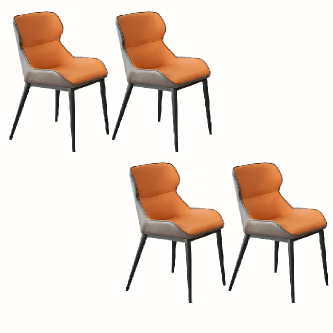 Industriële lage rug eetstoelen faux lederen armloze zijstoel