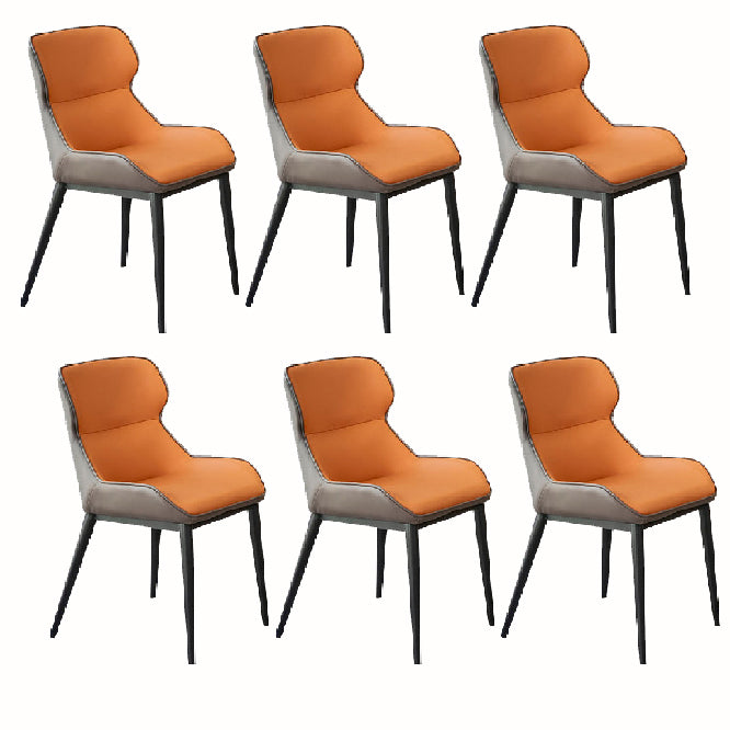 Industriële lage rug eetstoelen faux lederen armloze zijstoel