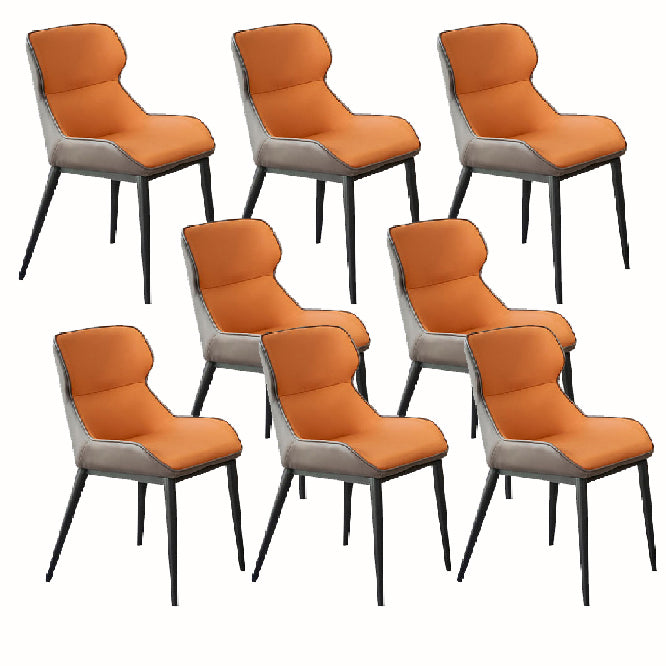 Industriële lage rug eetstoelen faux lederen armloze zijstoel