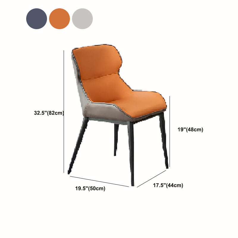 Industriële lage rug eetstoelen faux lederen armloze zijstoel