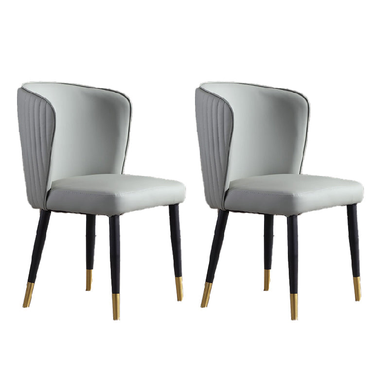 オレンジと灰色のダイニングチェアグラムフェイクレザーアームレスサイドチェア