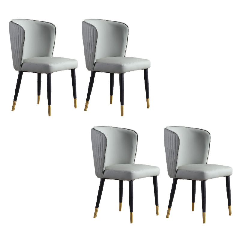 オレンジと灰色のダイニングチェアグラムフェイクレザーアームレスサイドチェア