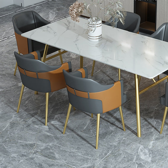 Silla de comedor de cuero tapizado de comedor de estilo glamoroso