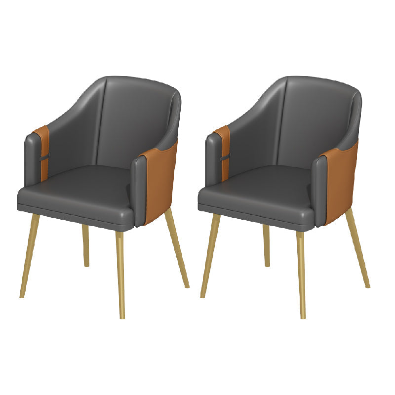 Silla de comedor de cuero tapizado de comedor de estilo glamoroso