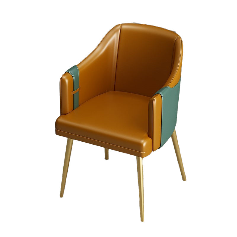 Silla de comedor de cuero tapizado de comedor de estilo glamoroso